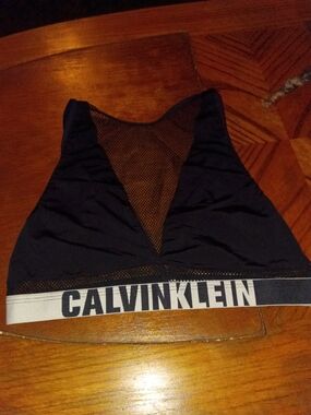 Calvin Klein Black Bralette with White Logo Band